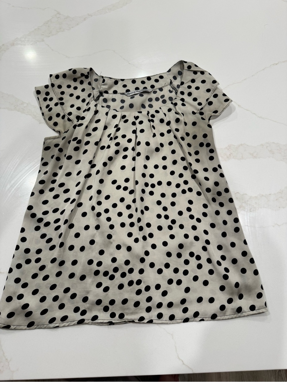 Signature by Larry Levine Cream Blouse with Black Polka Dots